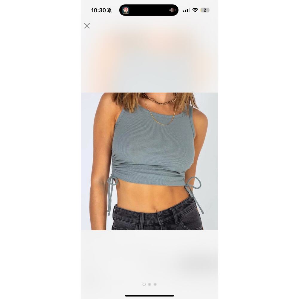 Princess Polly green drawstring cropped tank top